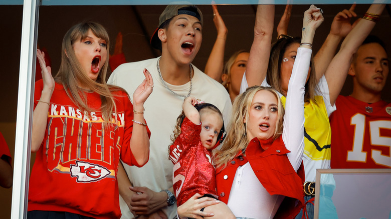 Taylor Swift cheering alongside Brittany Mahomes