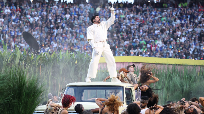 Bad Bunny performing at the Super Bowl