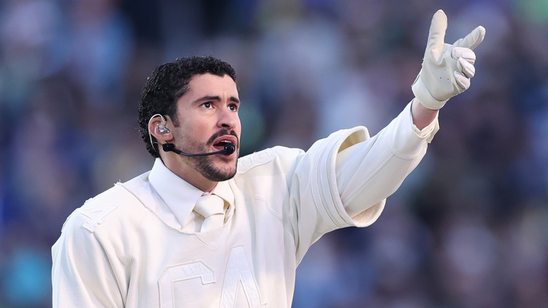 Bad Bunny performing at the Super Bowl