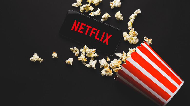 Netflix logo and popcorn