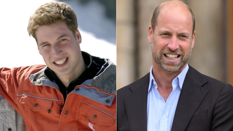 Younger picture of Prince William next to more recent picture of Prince William