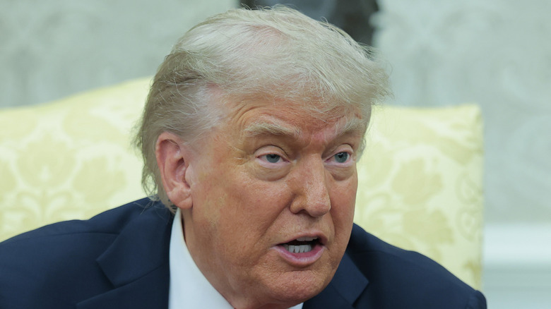 Donald Trump closeup blotchy makeup