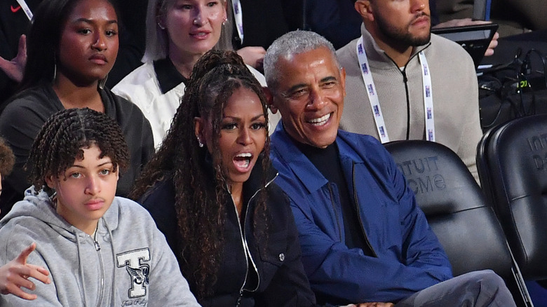Barack and Michelle Obama attending the 2026 NBA All-Star Game in Los Angeles