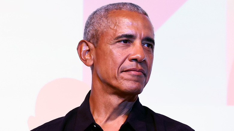 Barack Obama looking serious