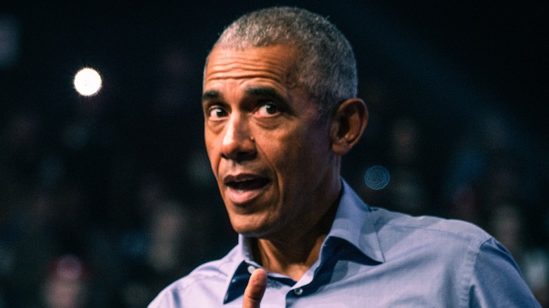Barack Obama raising his eyebrows