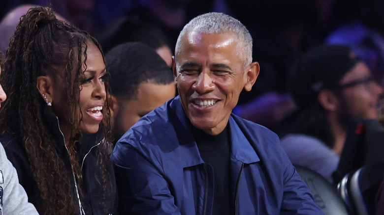 Michelle and Barack Obama at the NBA All Star Game