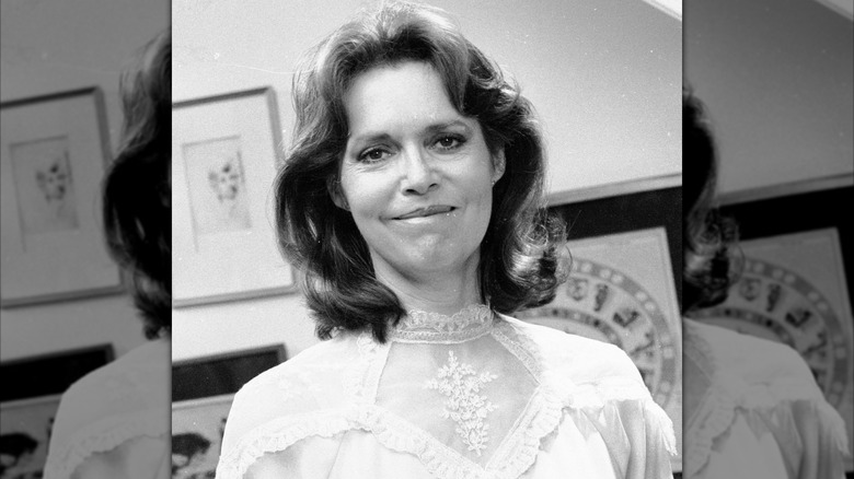 Barbara Feldon smiling on the set of "The Unforgivable Secret" in 1981