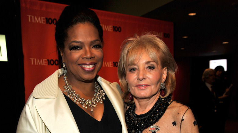 Oprah Winfrey and Barbara Walters attending an event together