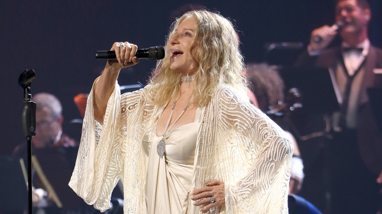 Barbra Streisand performs onstage
