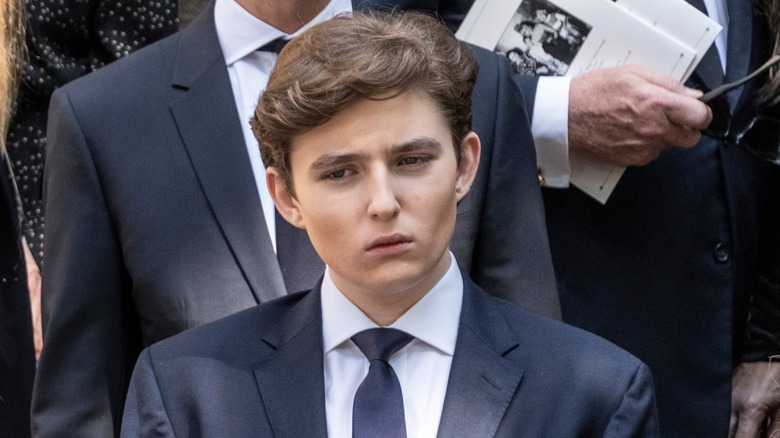 Barron Trump frowming