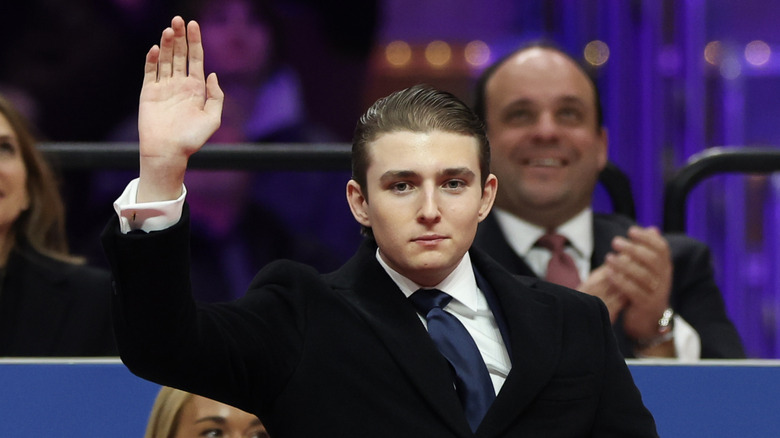 Barron Trump waving