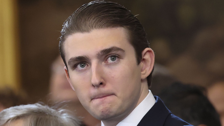 Barron Trump frowning