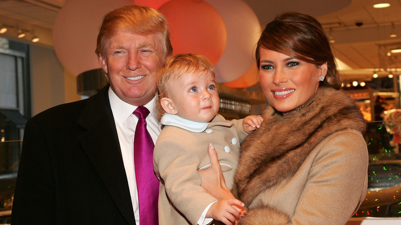 Donald Trump and Melania Trump with their son Barron Trump