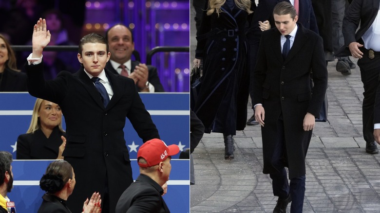 Barron Trump in a long black coat on January 20, 2025 in Washington, DC
