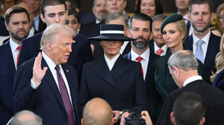 Donald Trump being sworn in in 2025.