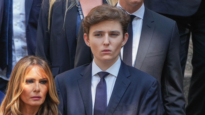 Barron Trump attending a funeral service