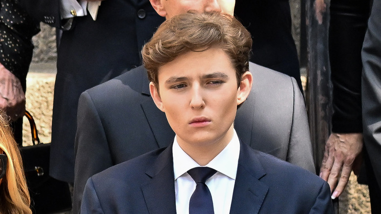 Barron Trump looking stern