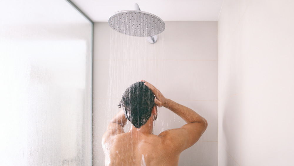 A man taking a shower