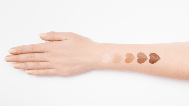 Foundation swatches on arm