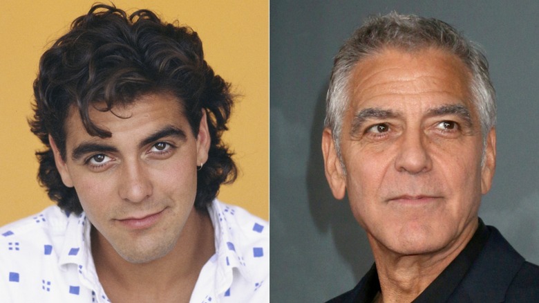 George Clooney press photo from 1985 & George Clooney at a red carpet event