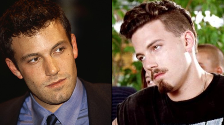 Side by side photos of Ben Affleck posing and tilting his head.