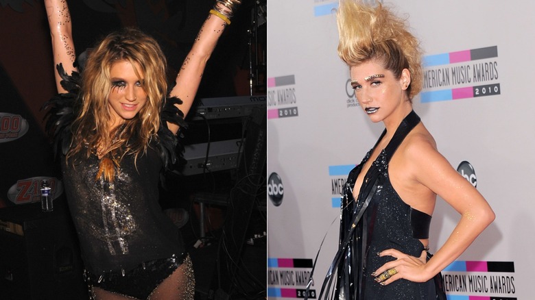 Side by side photos of Ke$ha smiling and posing.