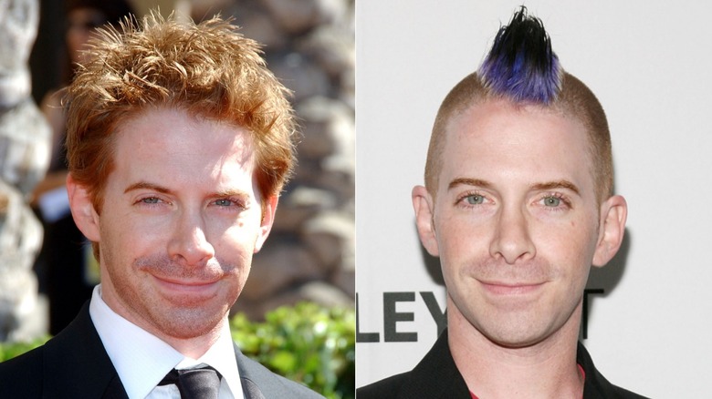 Side by side photos of Seth Green smiling.