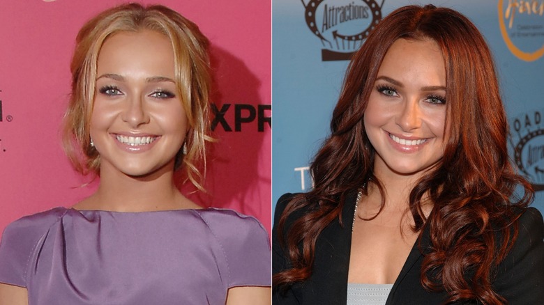 side-by-side of Hayden Panettiere as a blonde and redhead