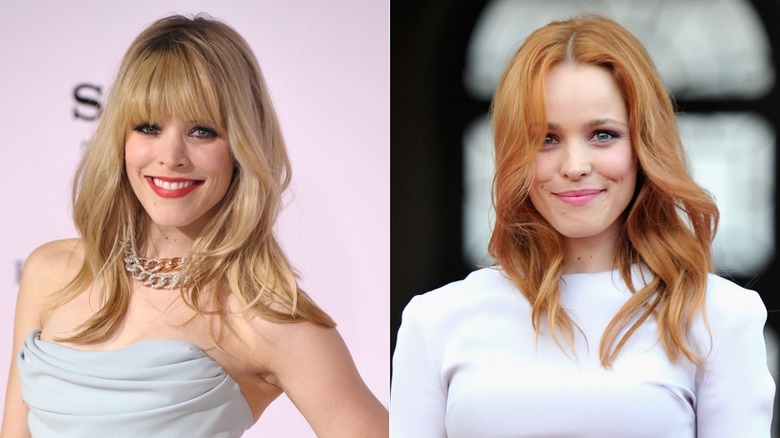 side-by-side of Rachel McAdams as a blonde and redhead