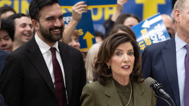 Kathy Hochul speaking next to Zohran Mamdani