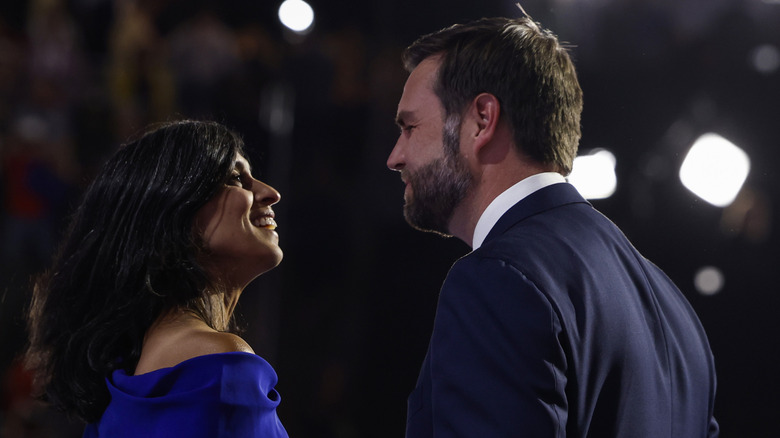 JD and Usha Vance stare into each other's eyes