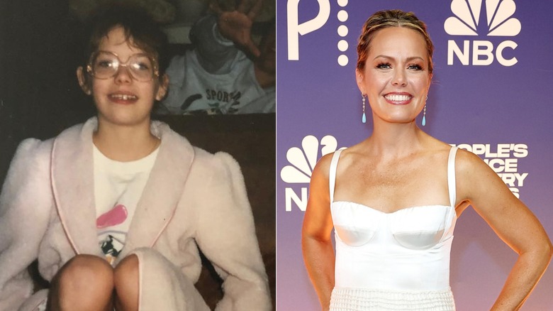 Split image of Dylan Dreyer as a kid and at an event in 2024
