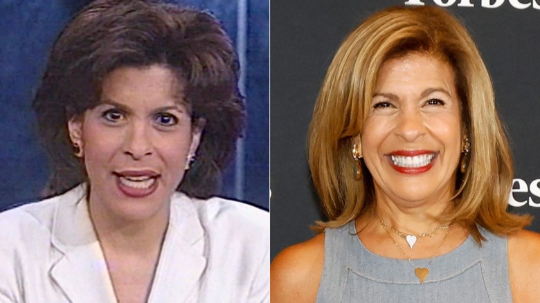 Split image of Hoda Kotb on CBS in 1998 and at an event in 2025
