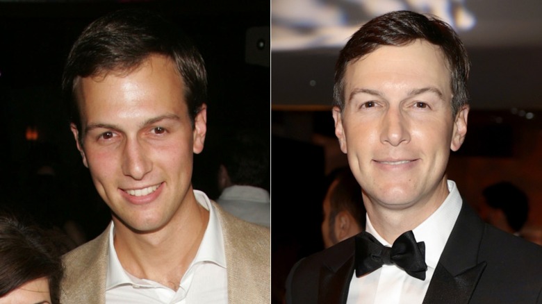 Jared Kushner, young and smiling and Jared Kushner with a rigid expressison.