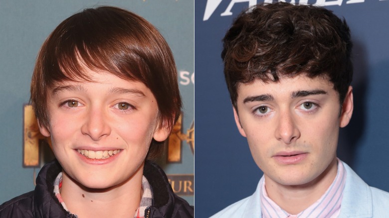 Young Noah Schnapp close up and older Noah Schnapp close up
