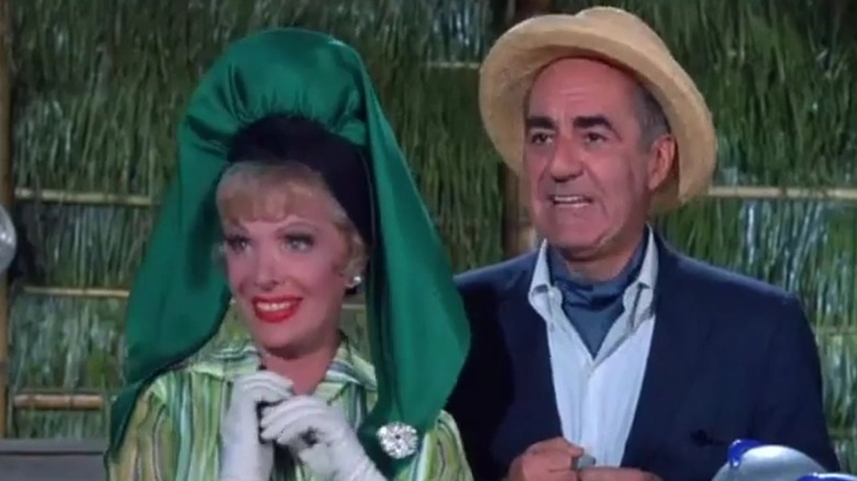 Natalie Schafer as Mrs. Lovey Howell and Jim Backus as Thurston Howell III on an episode of Gilligan's Island