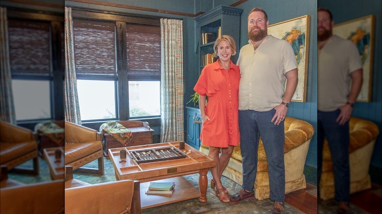 Ben and Erin Napier in unnamed living room