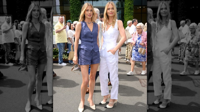 Lady Amelia and Lady Eliza Spencer side by side while posing for a photo at Wimbledon 2026.