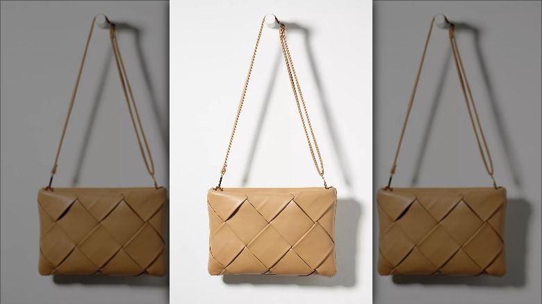 Anthropologie tan woven handbag