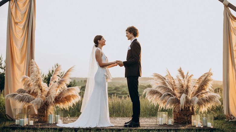 Couple at outdoor wedding