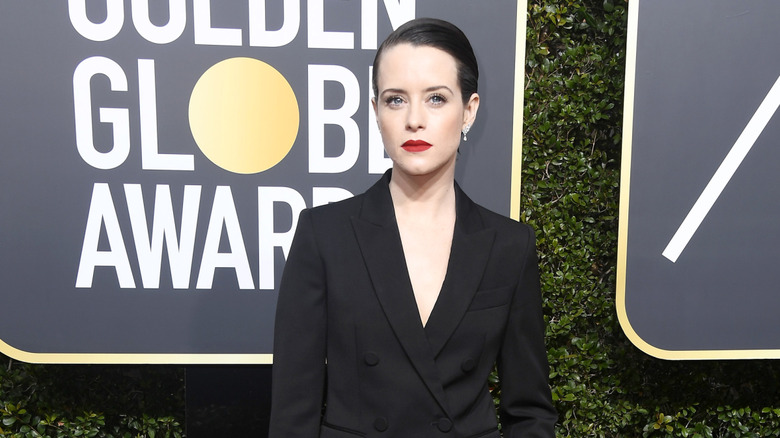 Claire Foy wearing red lipstick