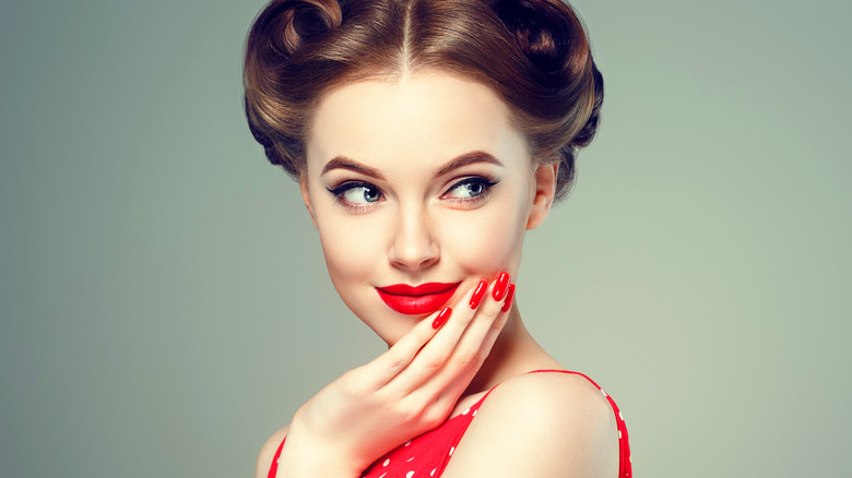 Model with red lipstick