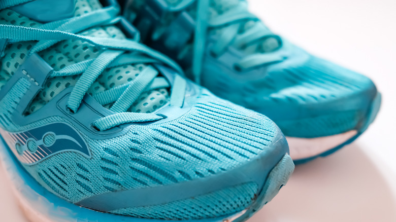 Bright blue women's running shoes
