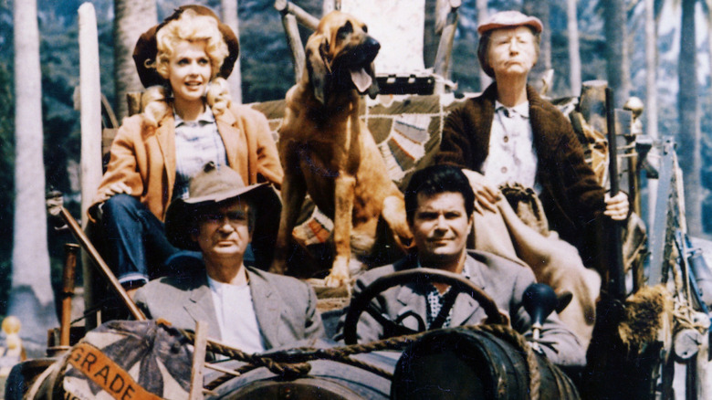 The cast of The Beverly Hillbillies in their signature car