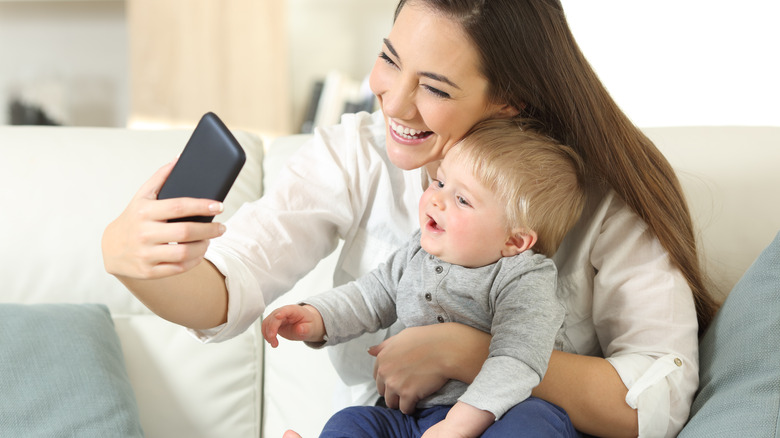 Babysitter taking a selfie