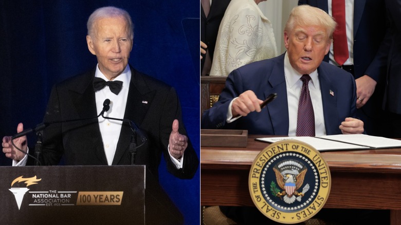 Split image of Joe Biden and Donald Trump