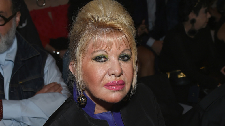 Ivana Trump with pink lips and green eye makeup
