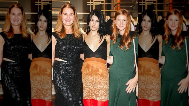 Melinda, Phoebe, and Jenn Gates at an event celebrating a new bag designed by Phoebe