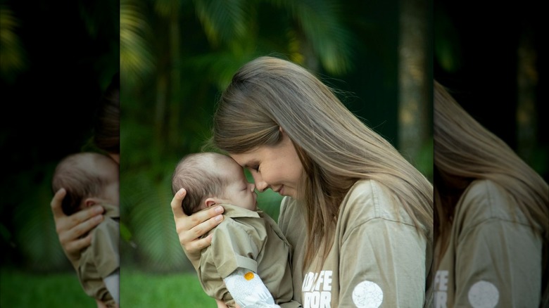 Bindi Irwin touches foreheads with daughter Grace as a baby