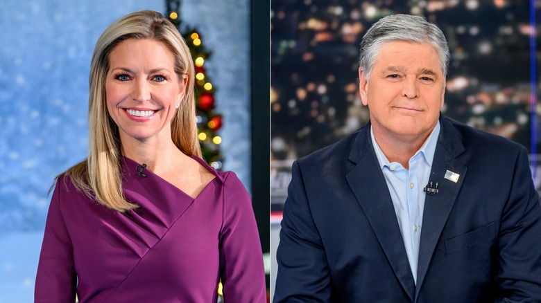 Ainsley Earhardt (L) and Sean Hannity (R) posing